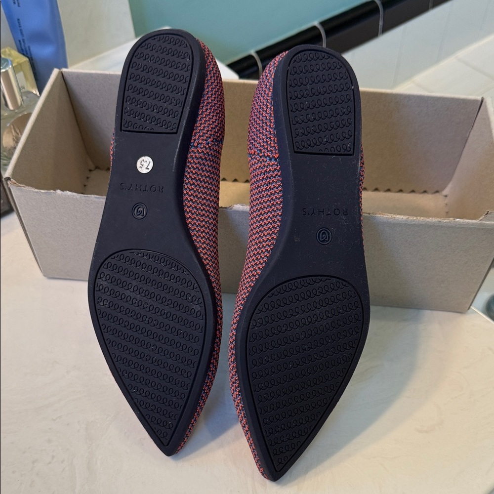 Rothy's Women's the Point Red and Blue Pointed Flats - Picture 6 of 8